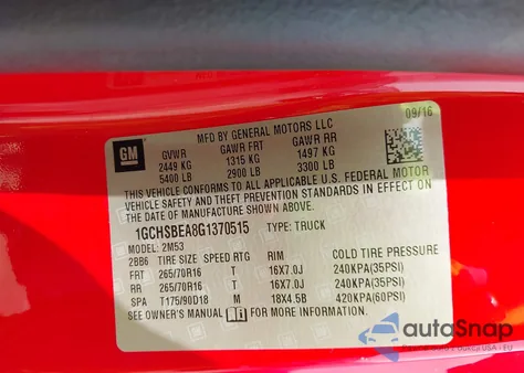 2016 Chevrolet Colorado Wt from USA, damaged, VIN 1GCHSBEA8G1370515